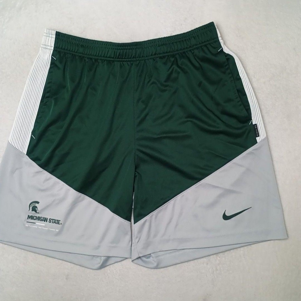 Michigan State Spartans Shorts Men M Green 7" NCAA Basketball Nike Football